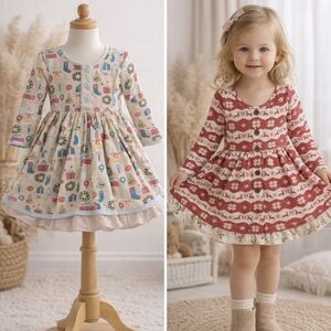 SweetHoney Kids Dress Set in Cream and Red
